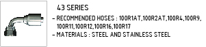 steel&stainless hose fitting, hydraulic hoses 43 Series